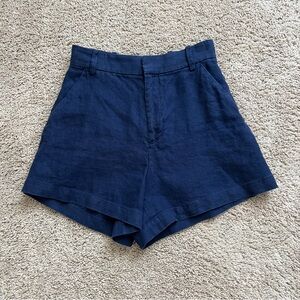 Blue Highwaisted Linen Shorts